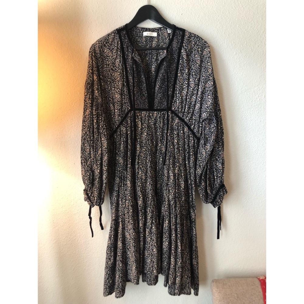 Dôen Azalea Dress, Black Paisley, Size Small